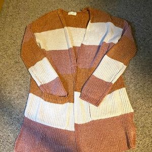 Soft colorblock striped cardigan